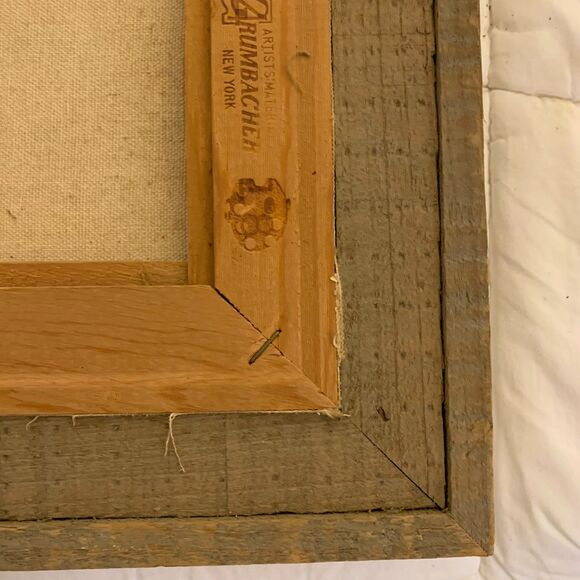 Original‎ Oil Painting Snowy Landscape Country Barn Sky Wood Frame 14x17 - Picture 6 of 11